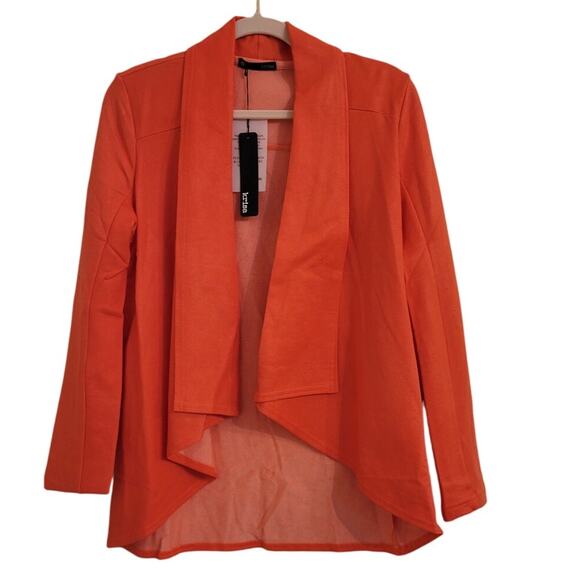 NWT Revolve Krisa Coated Orange Drapey Blazer Jacket S - Picture 1 of 4
